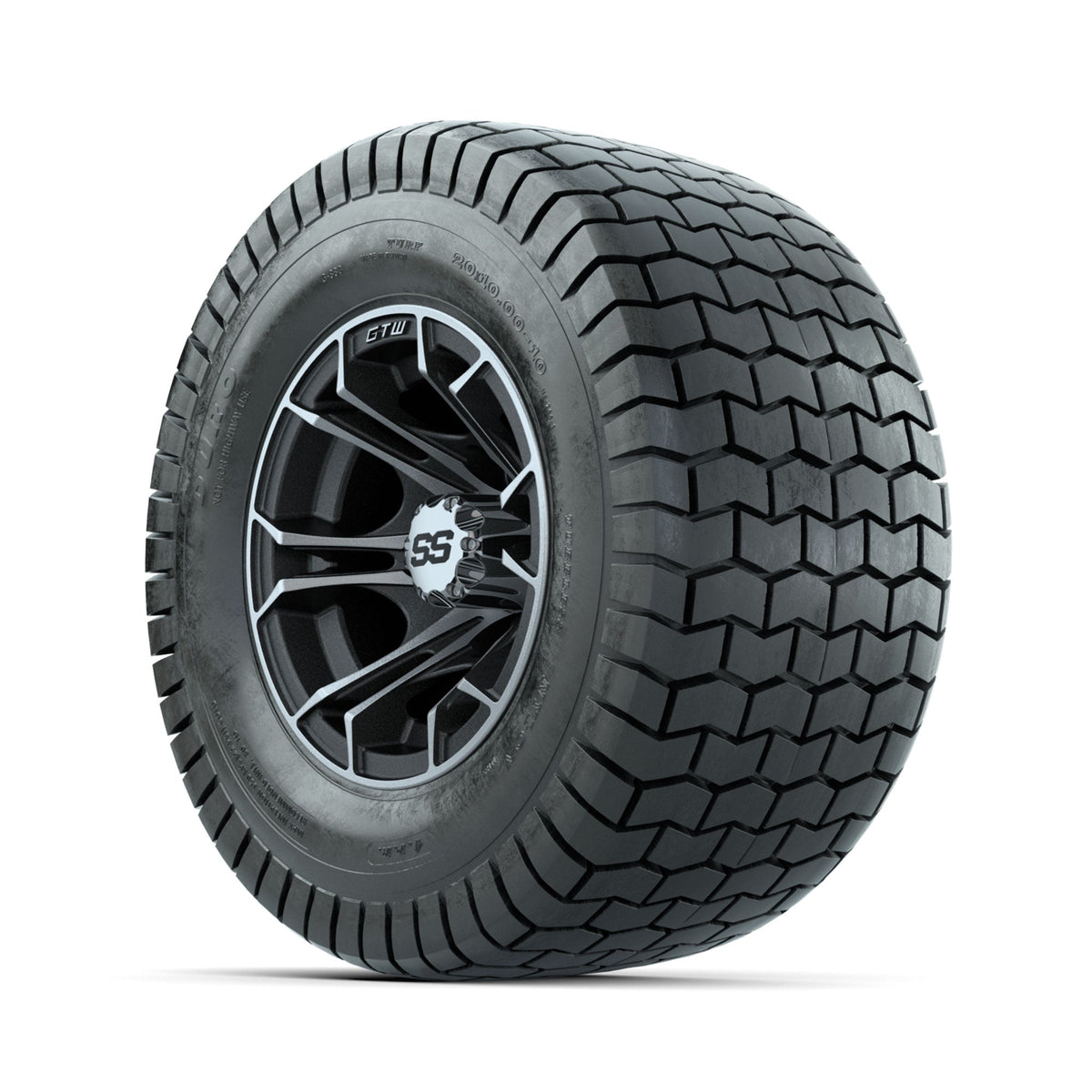 GTW Spyder Machined/Matte Grey 10 in Wheels with 20x10-10 Duro Soft Street Tires Full Set