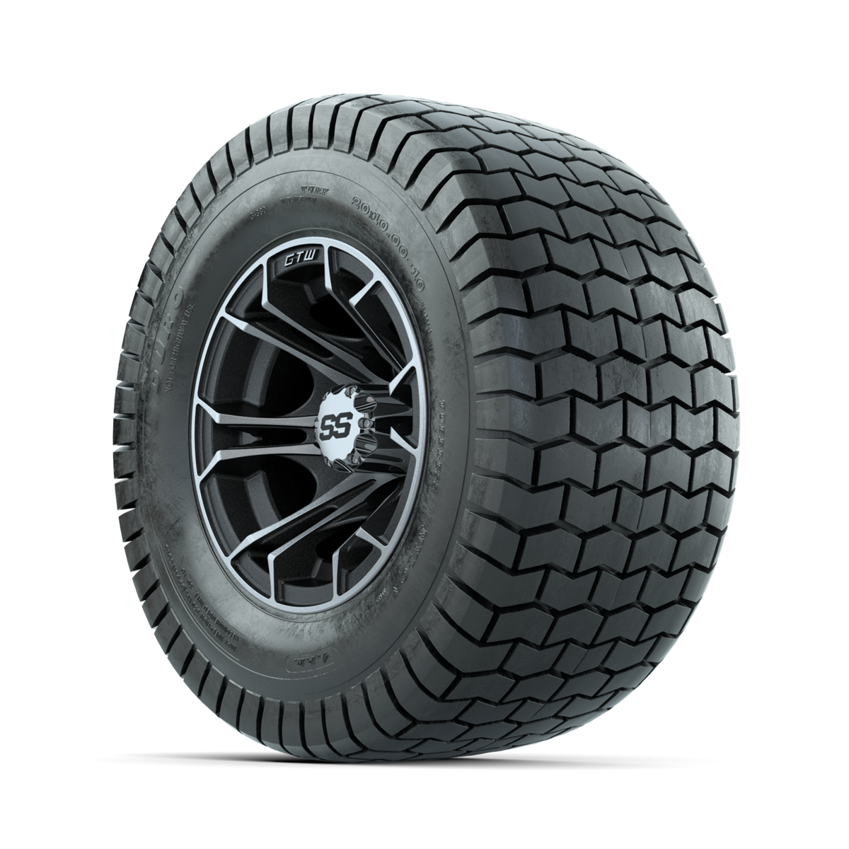 GTW Spyder Machined/Matte Grey 10 in Wheels with 20x10-10 Duro Soft Street Tires Full Set