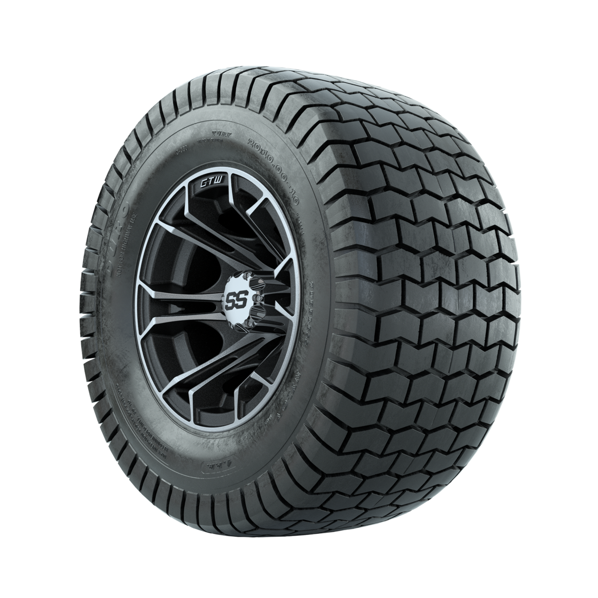 GTW Spyder Machined/Matte Grey 10 in Wheels with 20x10-10 Duro Soft Street Tires Full Set