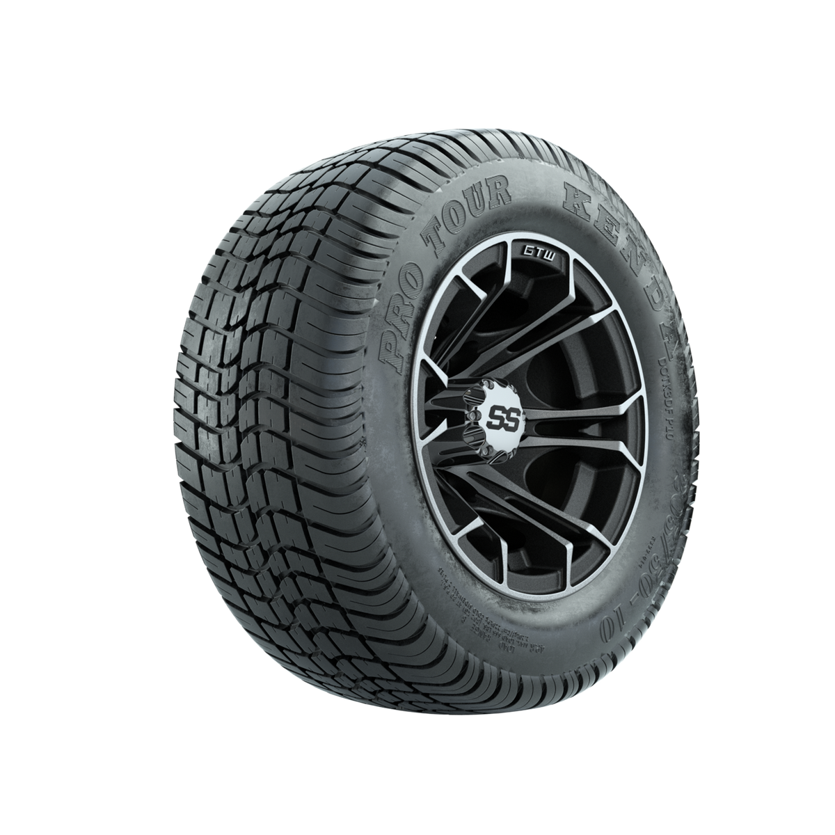 GTW Spyder Machined/Matte Grey 10 in Wheels with 205/50-10 Kenda Pro Tour Low-profile Tires Full Set