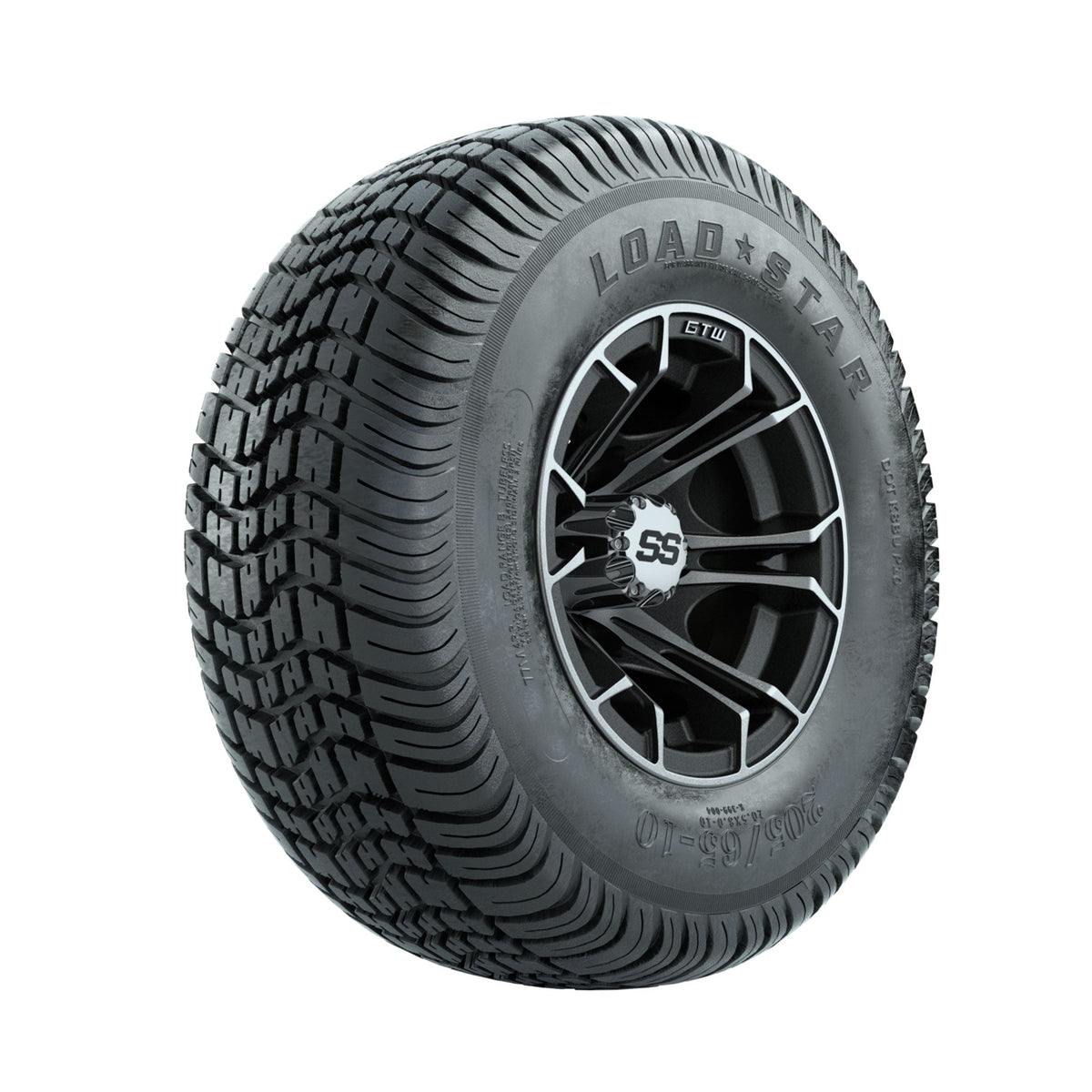 GTW Spyder Machined/Matte Grey 10 in Wheels with 205/65-10 Kenda Load Star Street Tires Full Set