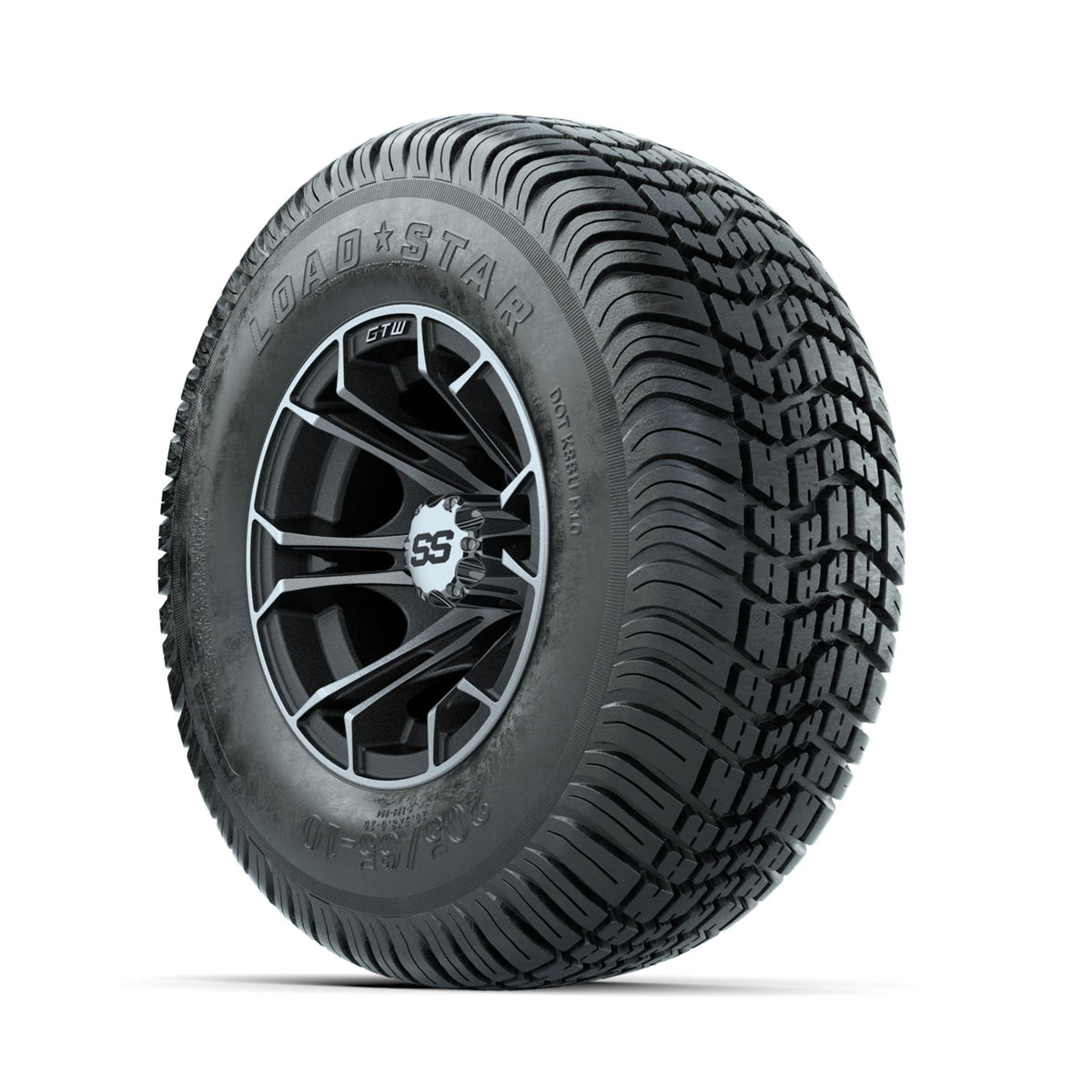 GTW Spyder Machined/Matte Grey 10 in Wheels with 205/65-10 Kenda Load Star Street Tires Full Set