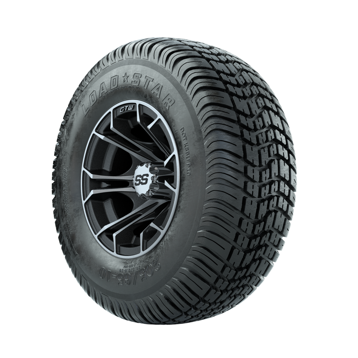 GTW Spyder Machined/Matte Grey 10 in Wheels with 205/65-10 Kenda Load Star Street Tires Full Set