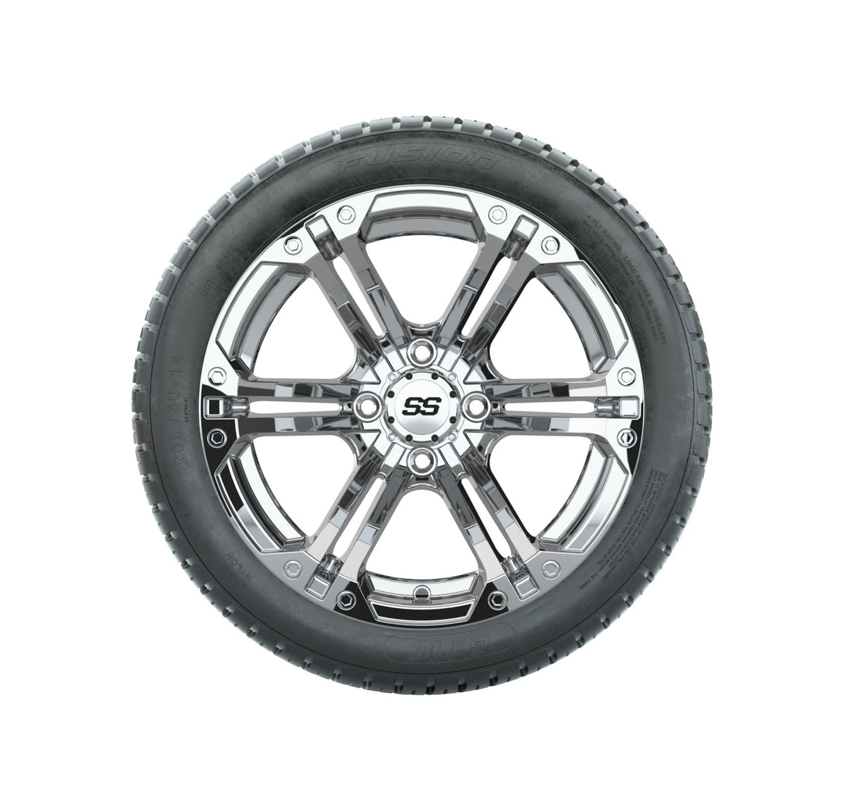 GTW Specter Chrome 14" Wheels & 205/30-R14 Fusion Street Tires – Set of 4