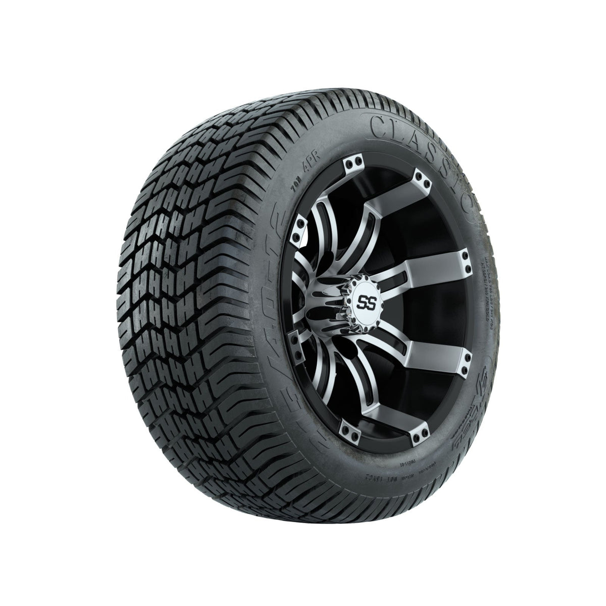 12" GTW Tempest Black and Machined Wheels with Excel Lo-Profile Street Tires Set of 4