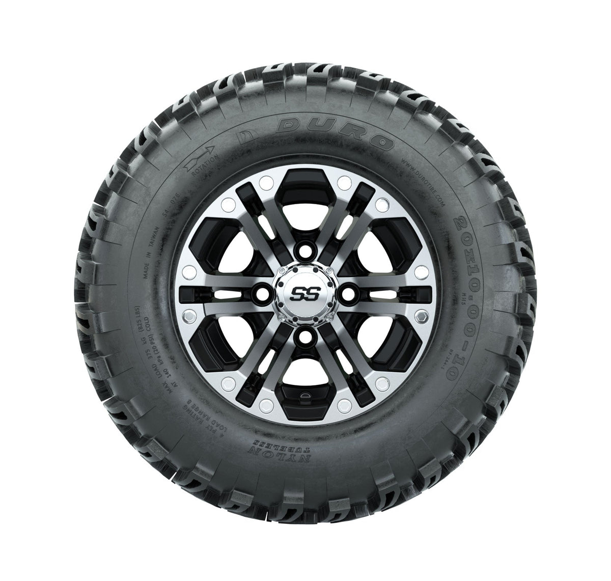 10" GTW Specter Black and Machined Wheels with 20" Duro All-Terrain Tires Set of 4