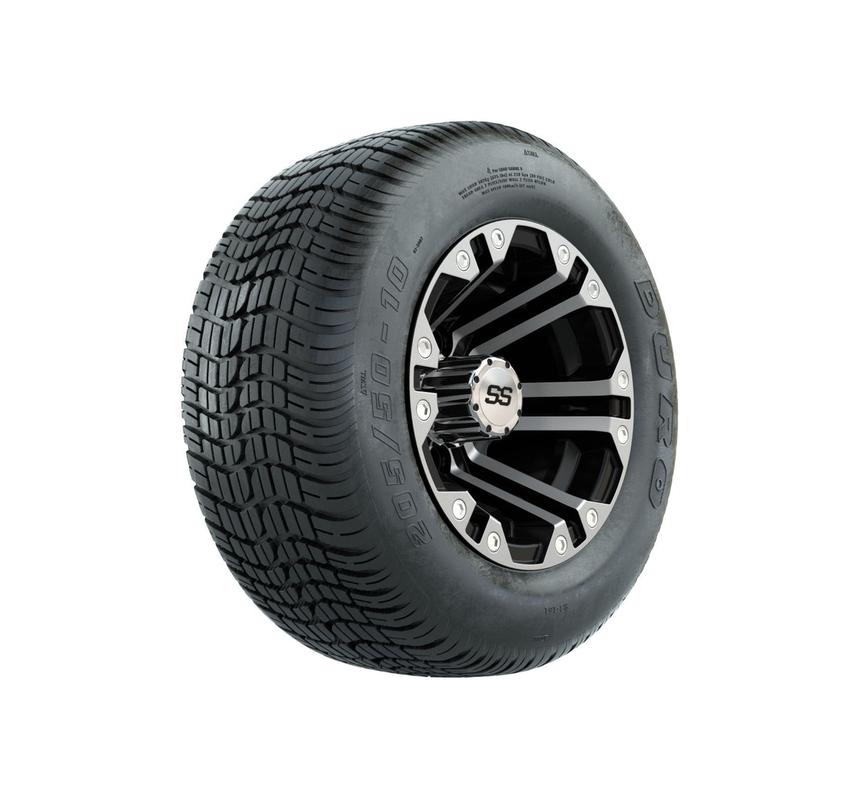 10" GTW Specter Black and Machined Wheels with 20" Duro Lo-Pro Street Tires Set of 4