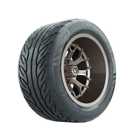 GTW® Assault Matte Bronze 14x9 Wheels with 255/45-R14 Fusion GTR Steel Belt Radial Street Tires – Full Set