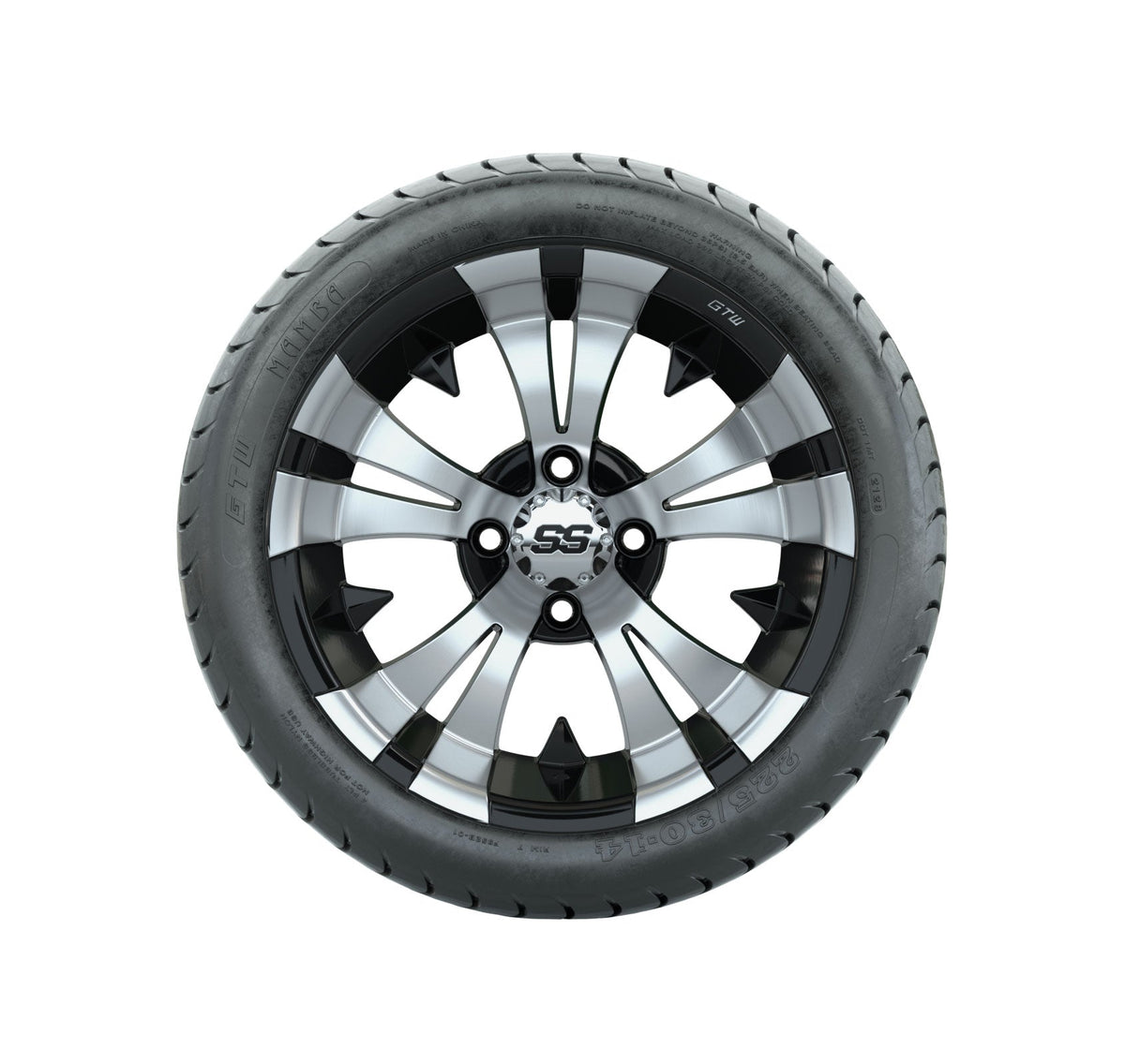 14" GTW Vampire Black and Machined Wheels with GTW Mamba Street Tires Set of 4