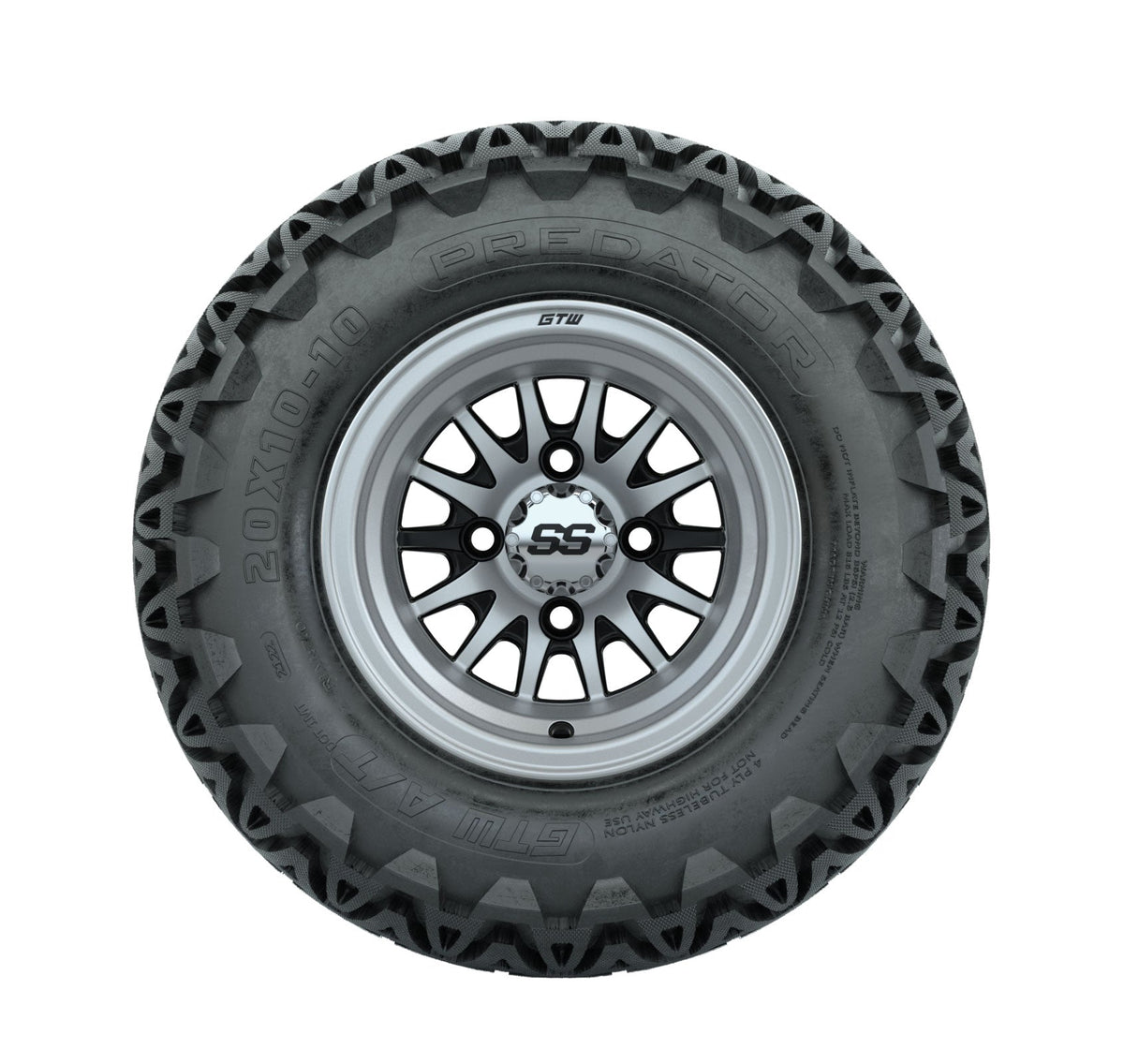 GTW Medusa Black and Machined Wheels with 20in Predator A-T Tires - 10 Inch
