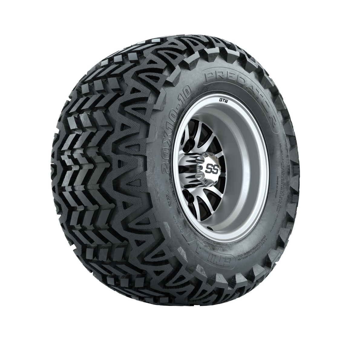GTW Medusa Black and Machined Wheels with 20in Predator A-T Tires - 10 Inch