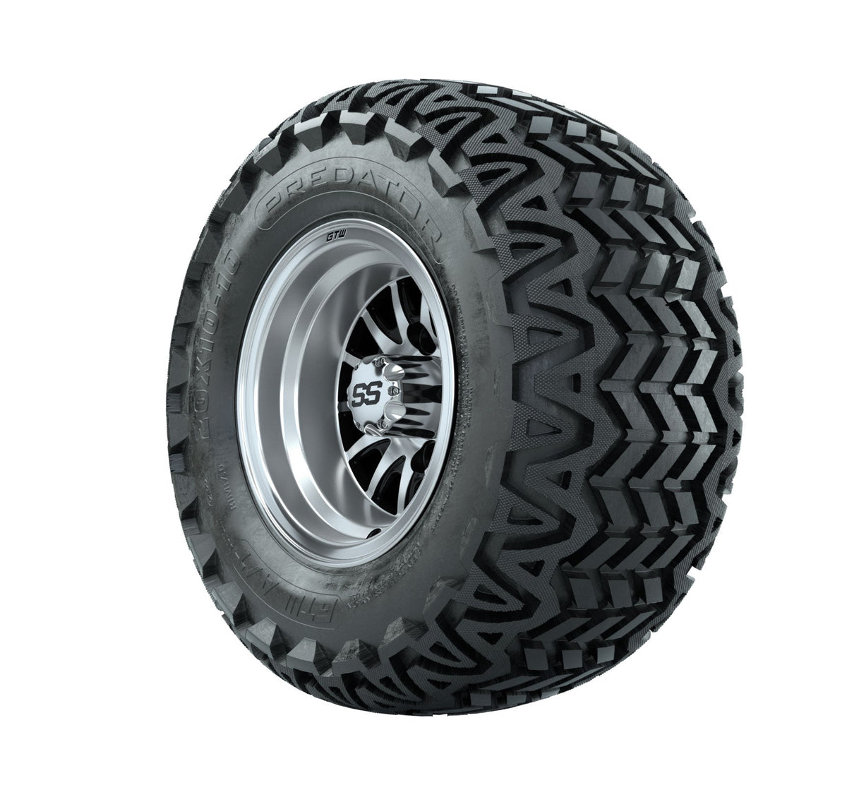 GTW Medusa Black and Machined Wheels with 20in Predator A-T Tires - 10 Inch