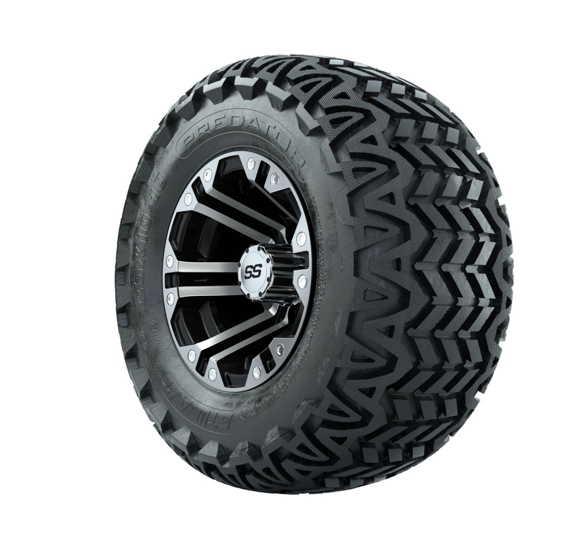 GTW Specter Black and Machined Wheels with 20in Predator A-T Tires - 10 Inch