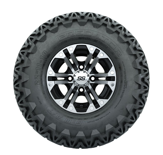 GTW Specter Black and Machined Wheels with 22in Predator A-T Tires - 10 Inch