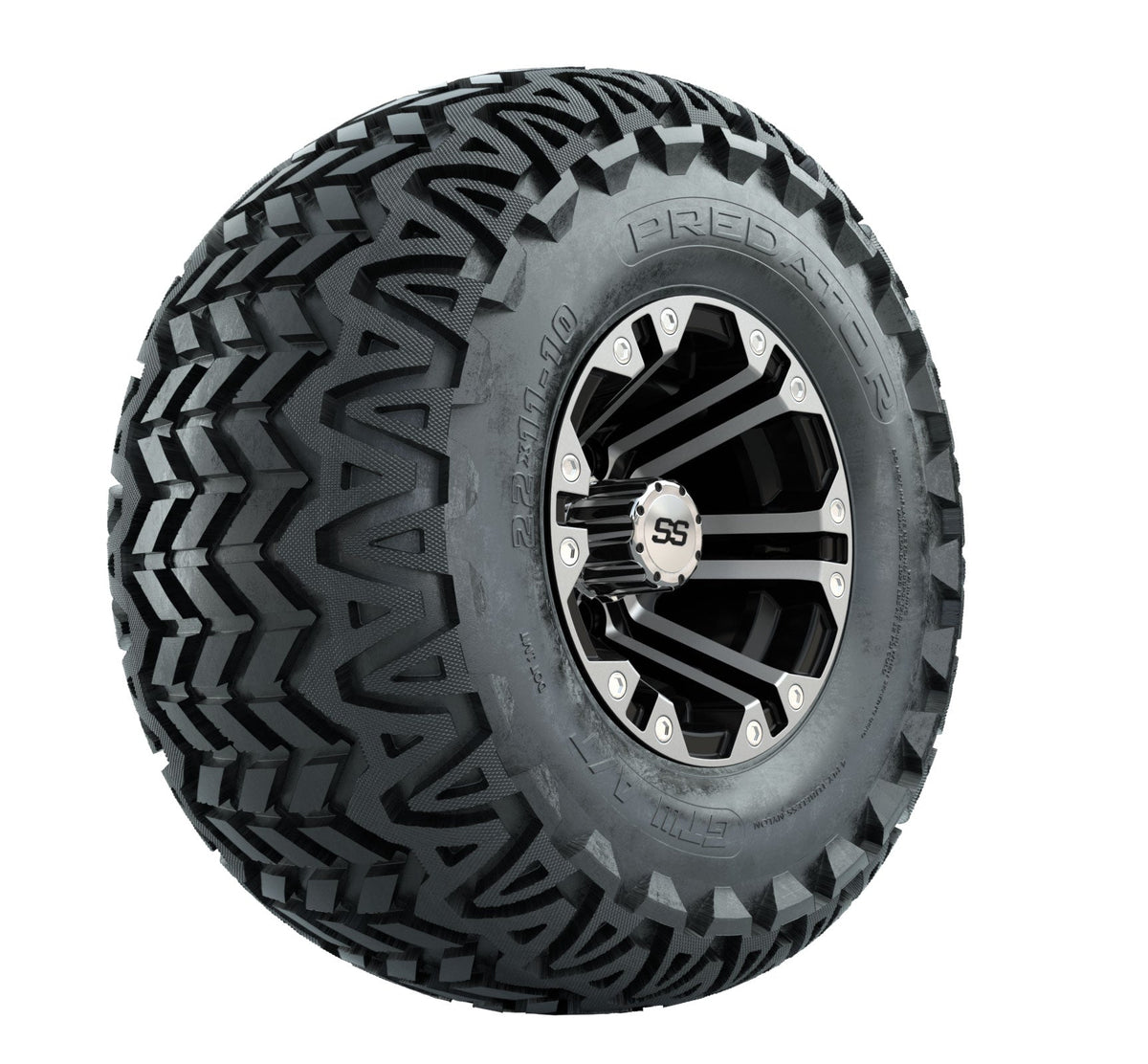 GTW Specter Black and Machined Wheels with 22in Predator A-T Tires - 10 Inch
