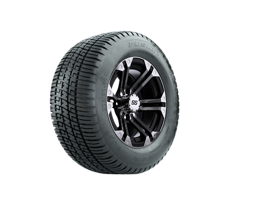 GTW Specter Black and Machined Wheels with 18in Fusion DOT Approved Street Tires - 10 Inch