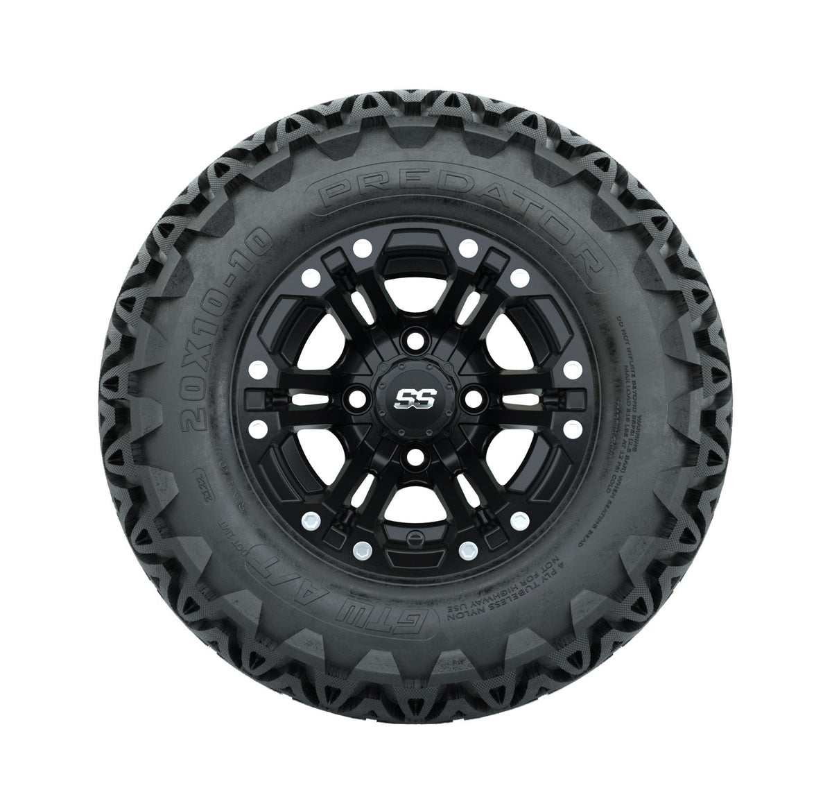 Specter Matte Black Wheels and A-T Tires - 10 Inch