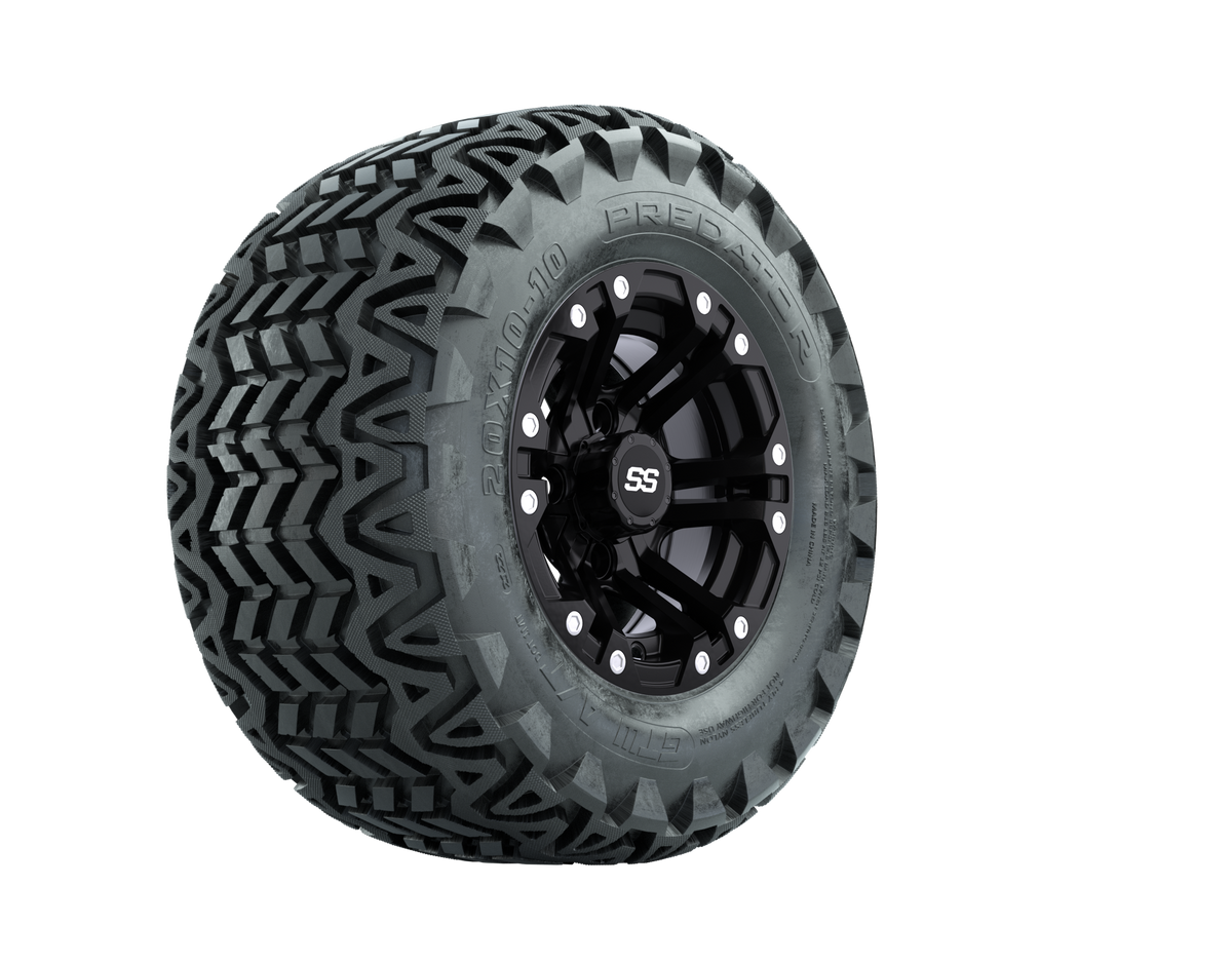 Specter Matte Black Wheels and A-T Tires - 10 Inch