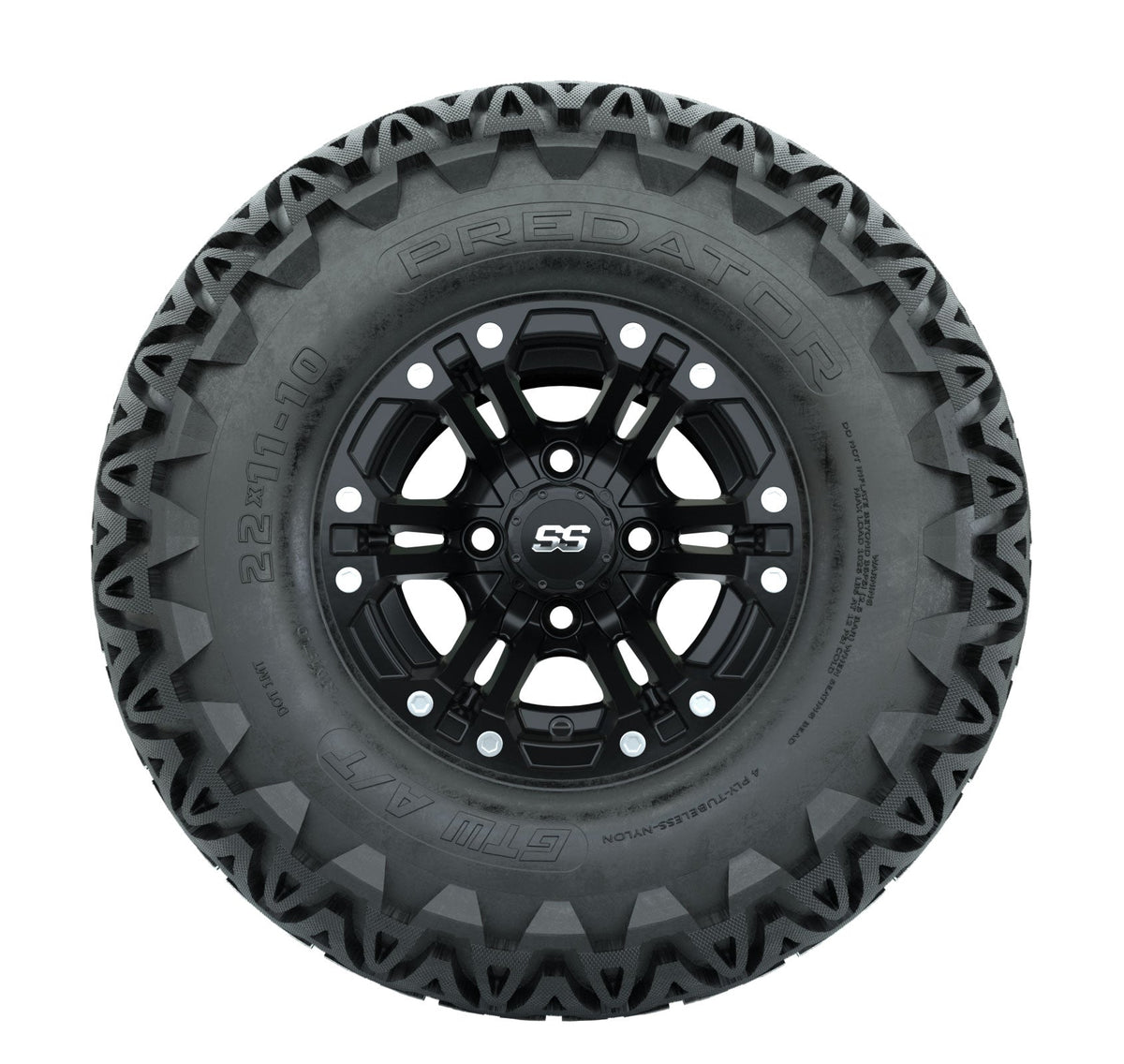 Set of 4 GTW Specter Matte Black Wheels with Predator A-T Tires - 10 Inch