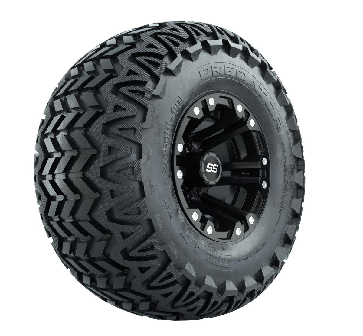 Set of 4 GTW Specter Matte Black Wheels with Predator A-T Tires - 10 Inch