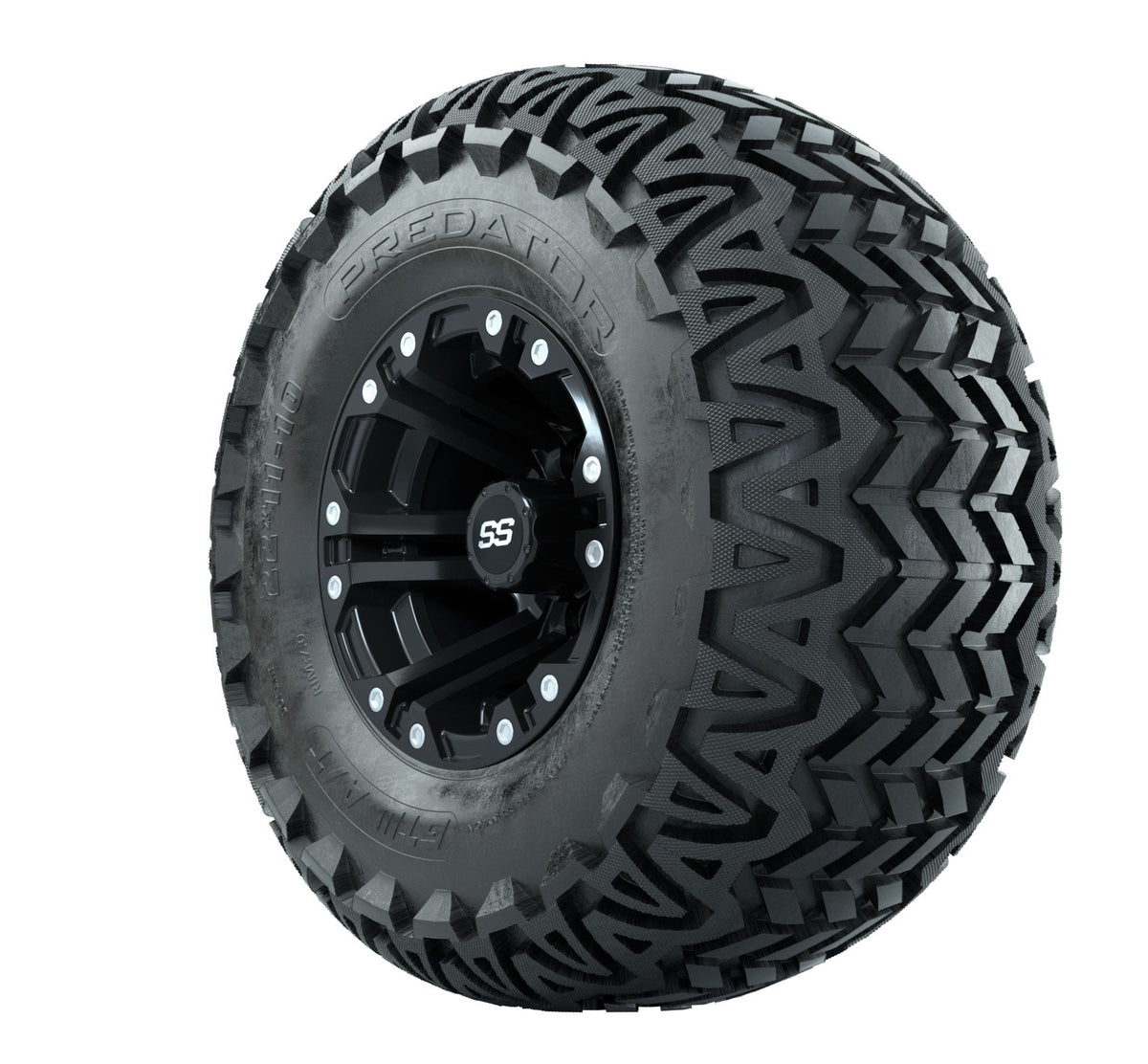Set of 4 GTW Specter Matte Black Wheels with Predator A-T Tires - 10 Inch
