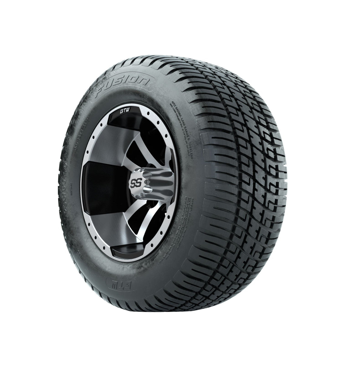 GTW Storm Trooper 10" Black & Machined Wheels with 18" Fusion DOT Street Tires — Set of 4