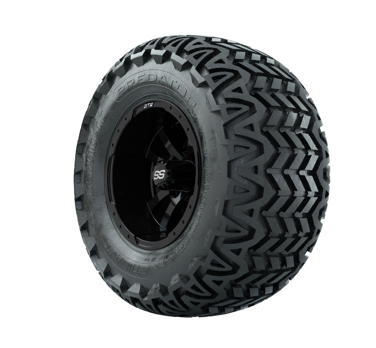 GTW Storm Trooper 10" Gloss Black Wheels with 20" Predator A/T Tires — Set of 4