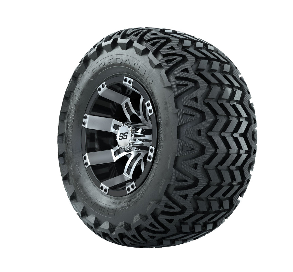 GTW Tempest 10" Black & Machined Wheels with 20" Predator A/T Tires — Set of 4