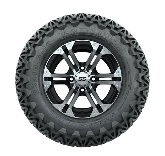 GTW Specter 12" Black & Machined Wheels with 22" Timberwolf A/T Tires — Set of 4