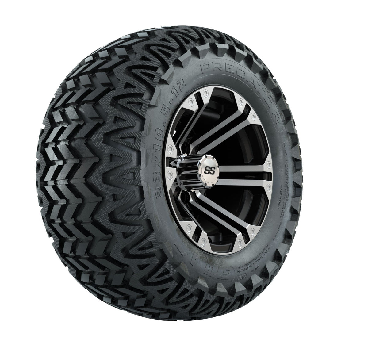 GTW Specter 12" Black & Machined Wheels with 22" Timberwolf A/T Tires — Set of 4