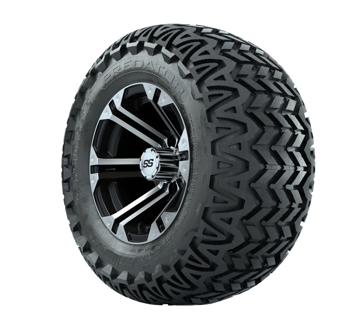 GTW Specter 12" Black & Machined Wheels with 22" Timberwolf A/T Tires — Set of 4