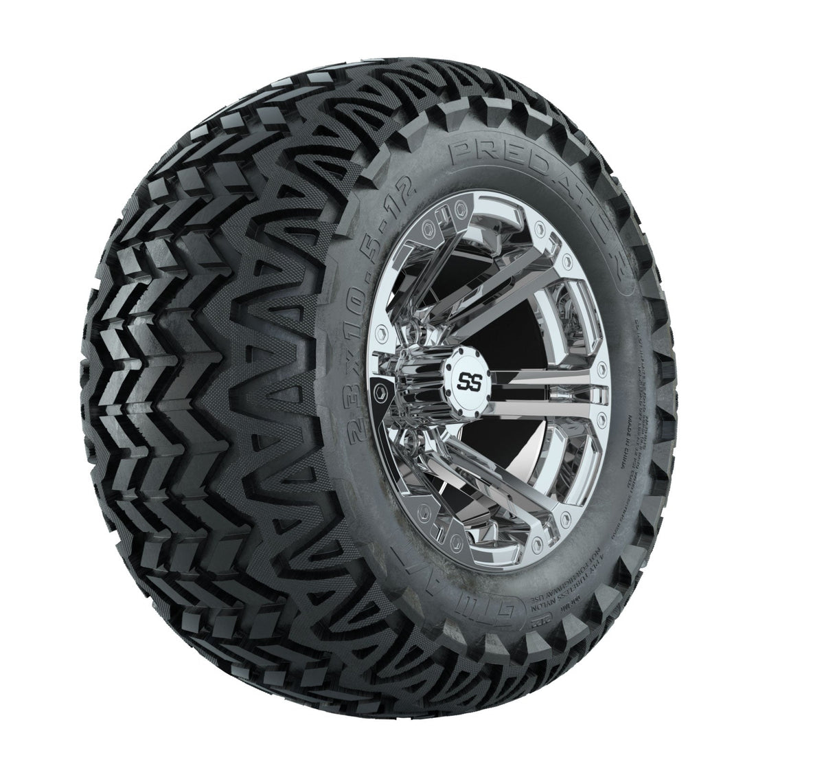 GTW Specter 12" Chrome Wheels with 23" Predator A/T Tires — Set of 4