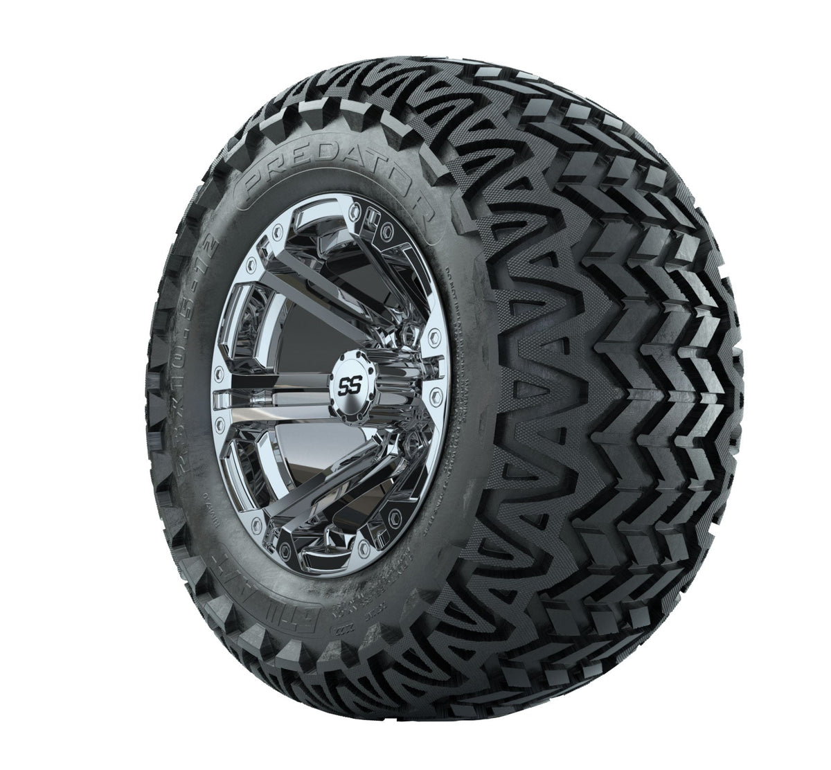 GTW Specter 12" Chrome Wheels with 23" Predator A/T Tires — Set of 4