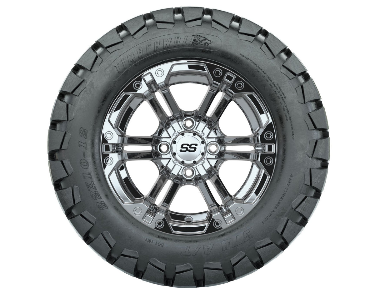 GTW Specter 12" Chrome Wheels with 22" Timberwolf A/T Tires — Set of 4