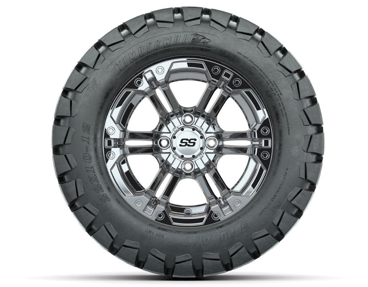 GTW Specter 12" Chrome Wheels with 22" Timberwolf A/T Tires — Set of 4