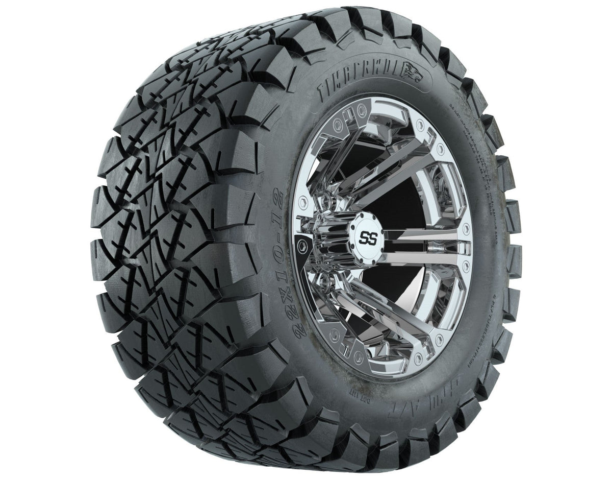 GTW Specter 12" Chrome Wheels with 22" Timberwolf A/T Tires — Set of 4