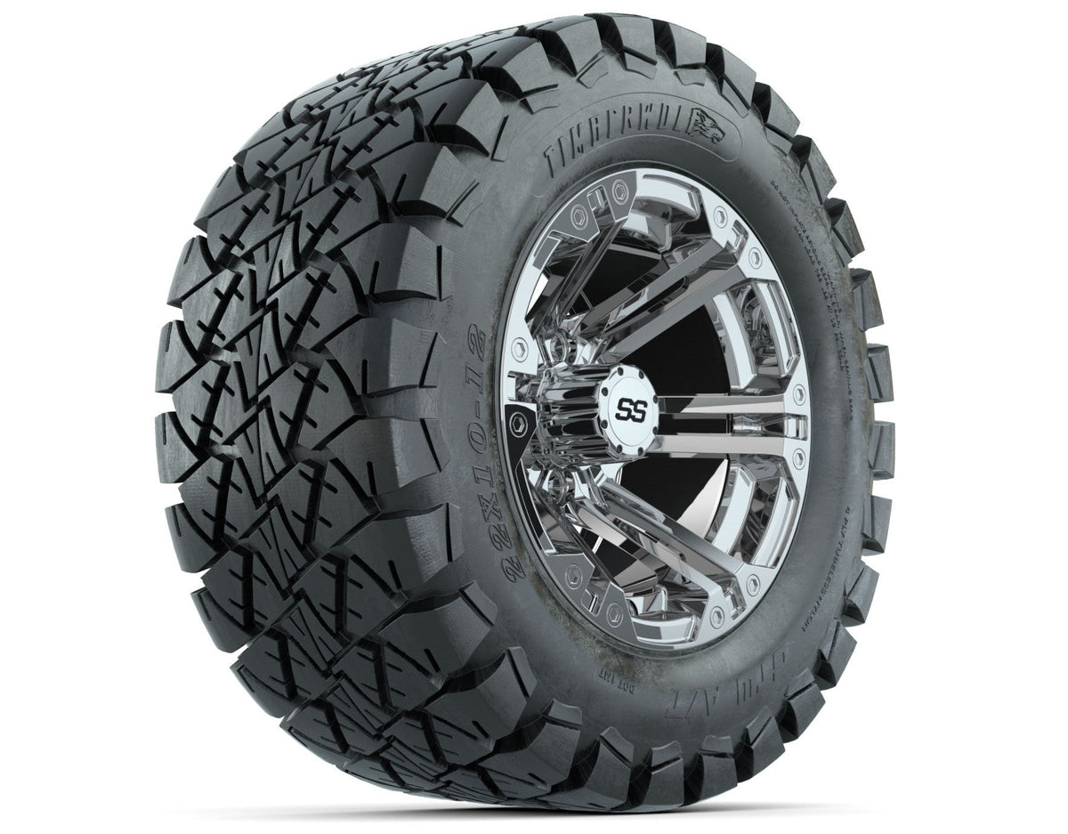 GTW Specter 12" Chrome Wheels with 22" Timberwolf A/T Tires — Set of 4