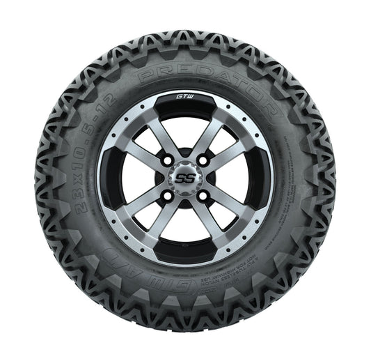 GTW Storm Trooper 12" Black & Machined Wheels with 23" Predator A/T Tires — Set of 4