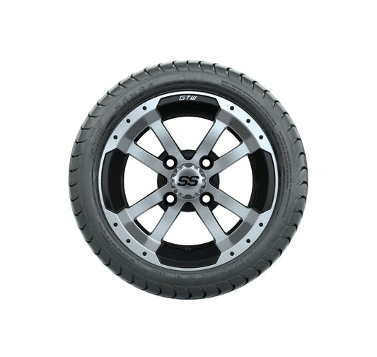 GTW Storm Trooper 12" Black & Machined Wheels with 18" Mamba DOT Street Tires — Set of 4
