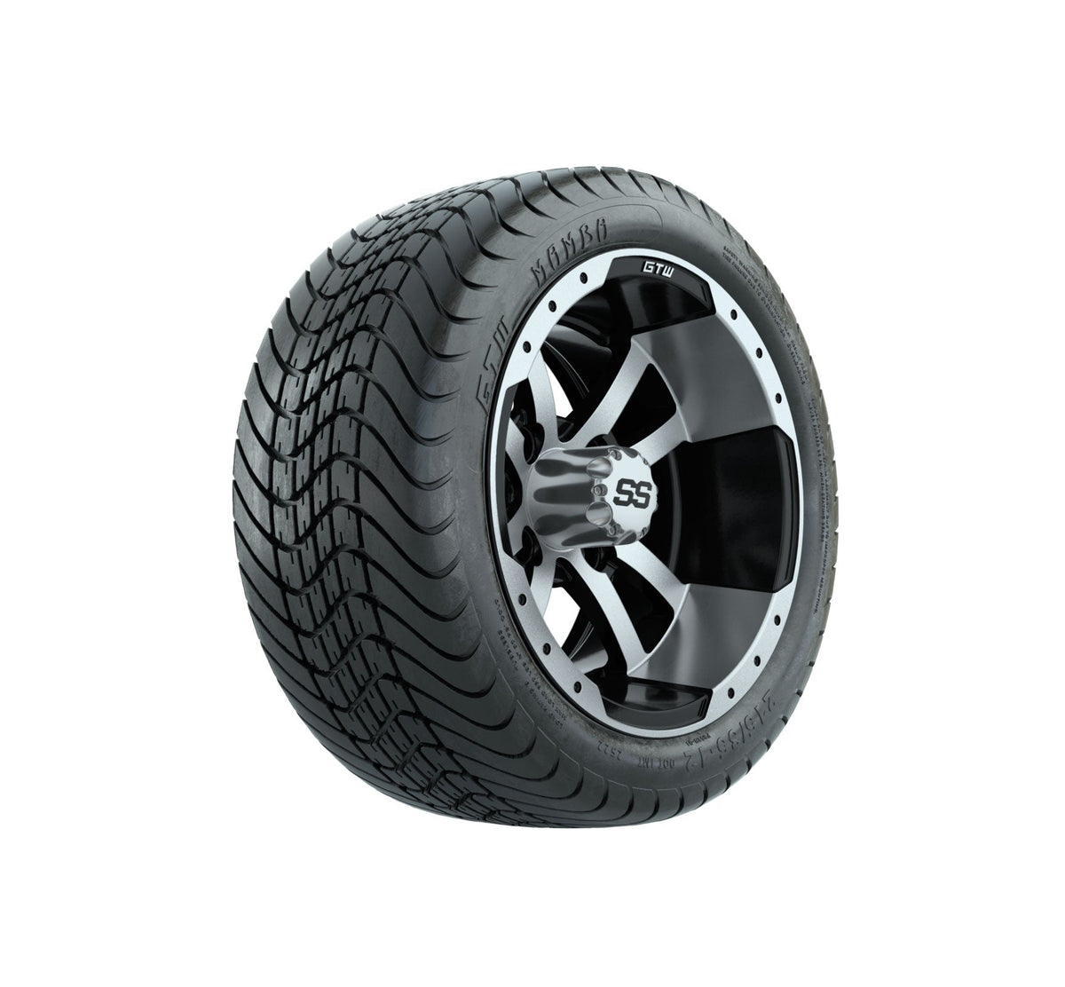 GTW Storm Trooper 12" Black & Machined Wheels with 18" Mamba DOT Street Tires — Set of 4