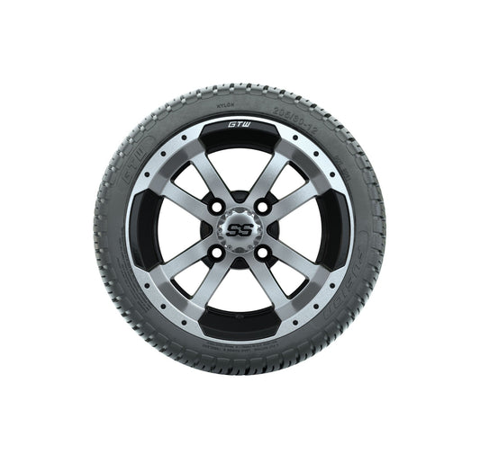 GTW Storm Trooper 12" Black & Machined Wheels with 18" Fusion DOT Street Tires — Set of 4