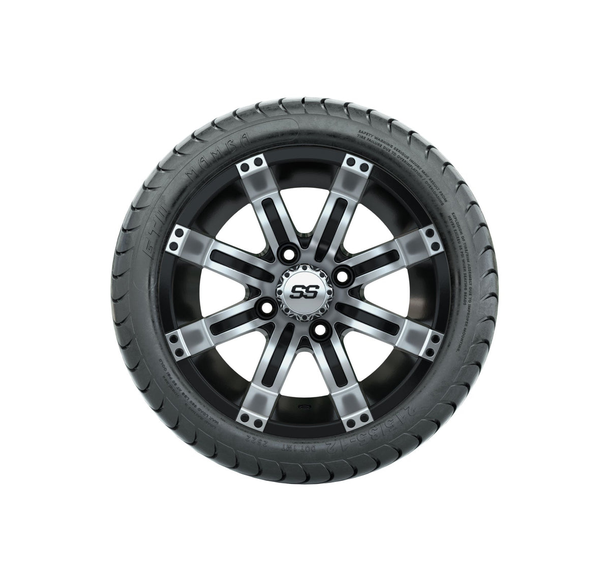GTW Tempest 12" Black & Machined Wheels with 18" Mamba DOT Street Tires — Set of 4