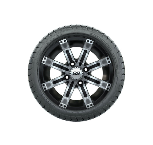 GTW Tempest 12" Black & Machined Wheels with 18" Mamba DOT Street Tires — Set of 4