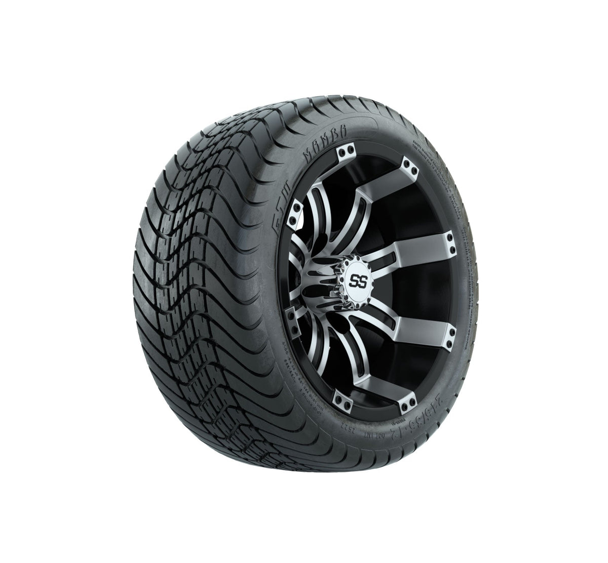 GTW Tempest 12" Black & Machined Wheels with 18" Mamba DOT Street Tires — Set of 4