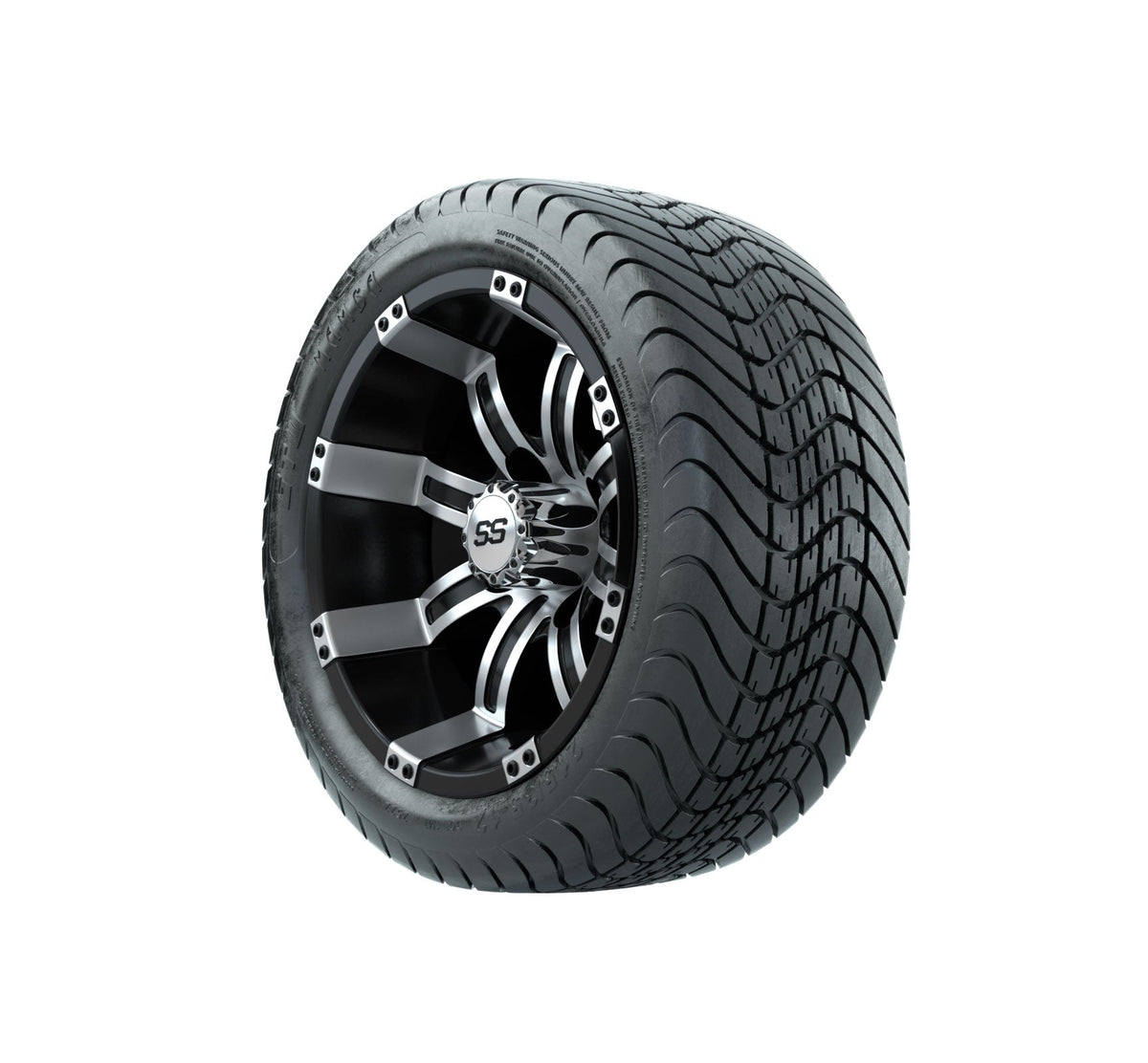 GTW Tempest 12" Black & Machined Wheels with 18" Mamba DOT Street Tires — Set of 4