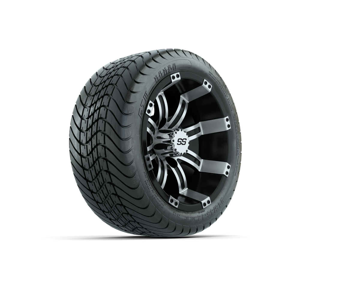 GTW Tempest 12" Black & Machined Wheels with 18" Mamba DOT Street Tires — Set of 4