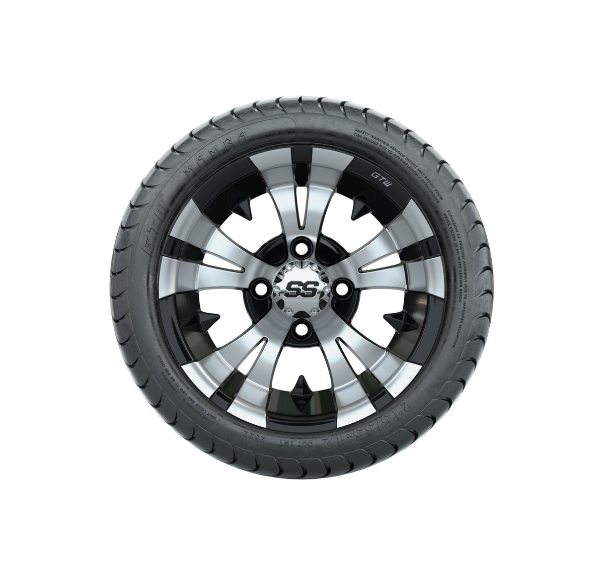 GTW Vampire 12" Black & Machined Wheels with 18" Mamba DOT Street Tires — Set of 4