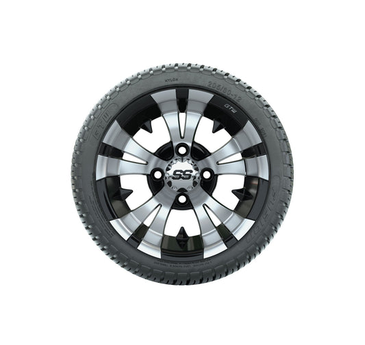 GTW Vampire 12" Black & Machined Wheels with 18" Fusion DOT Street Tires — Set of 4