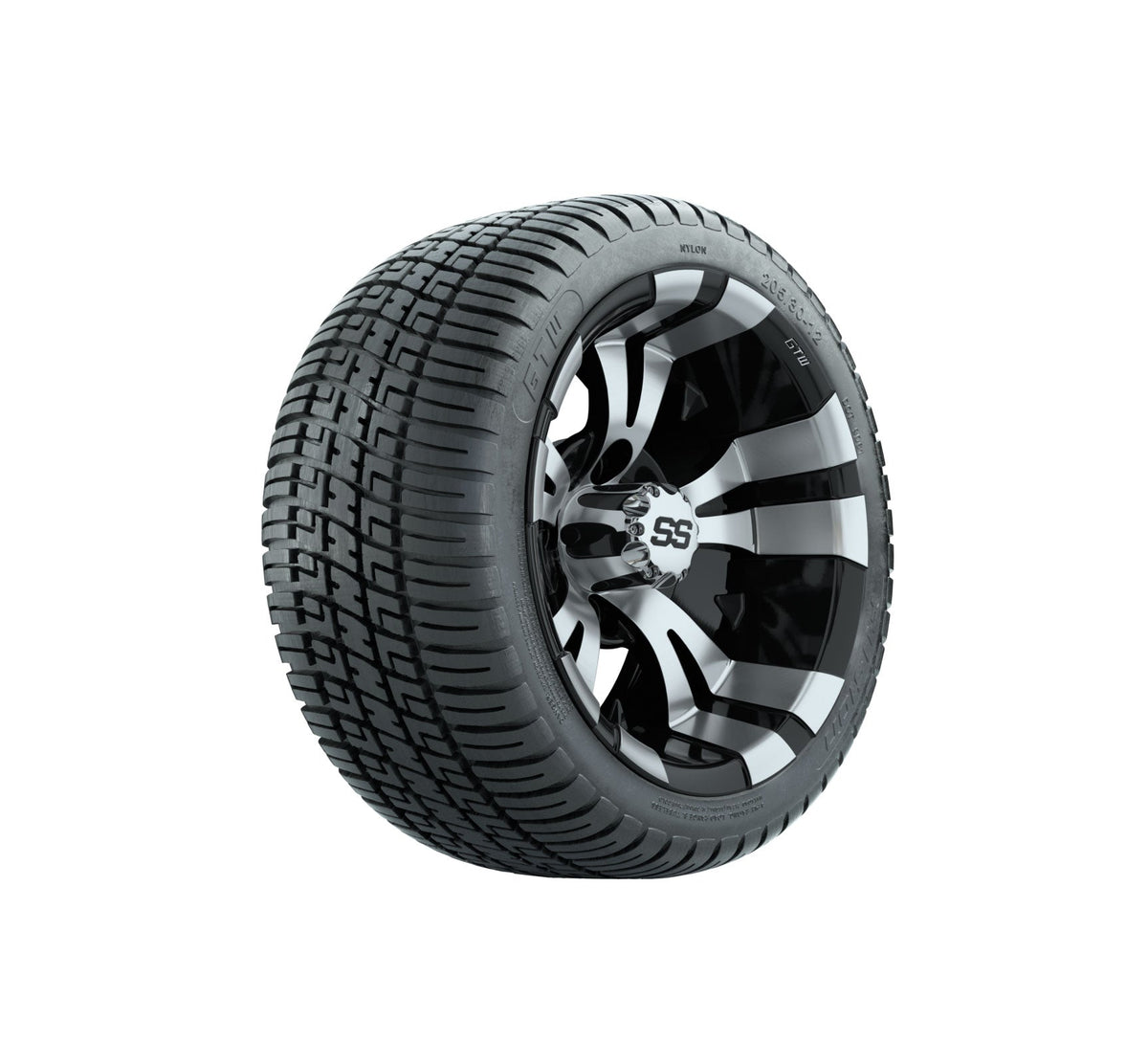 GTW Vampire 12" Black & Machined Wheels with 18" Fusion DOT Street Tires — Set of 4