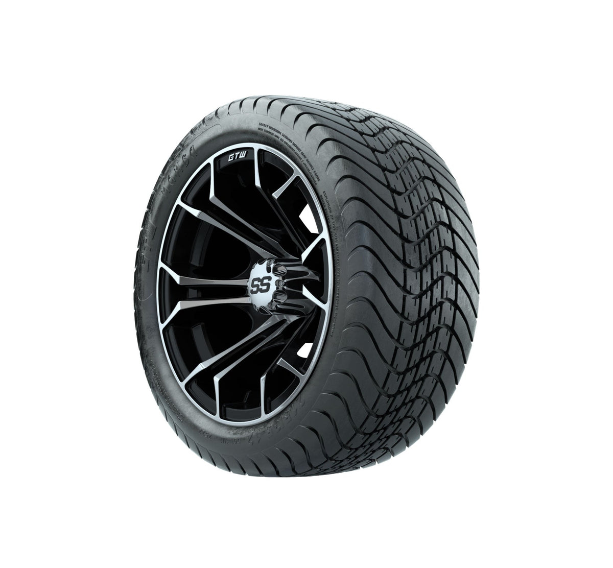 GTW Spyder 12" Black & Machined Wheels with 18" Mamba DOT Street Tires — Set of 4